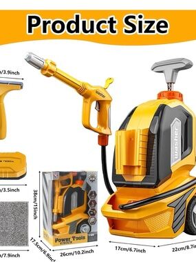Yellow & Gray Toy Power Washer Playset